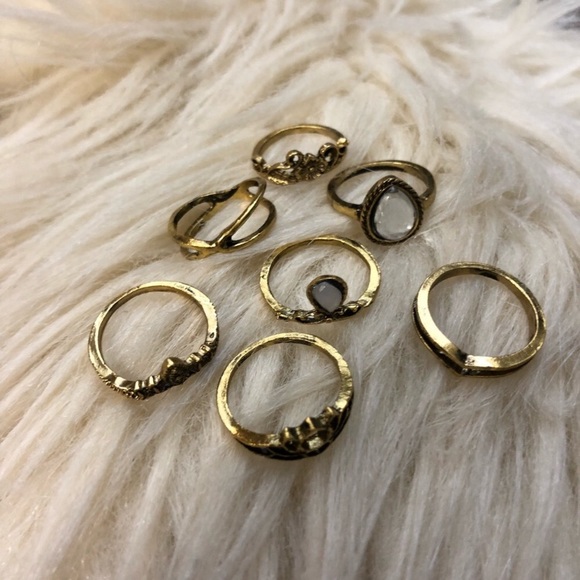 💍 NEW Boho Golden Rustic Rings Set - Picture 2 of 4